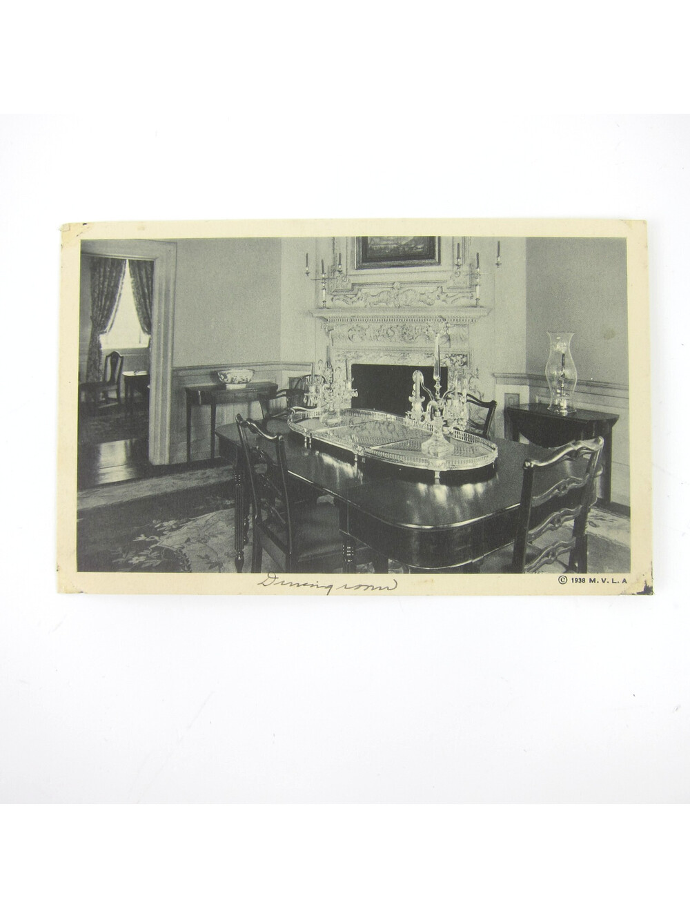 Vintage Postcard George Washington Mount Vernon Dinning Room Virginia 1938